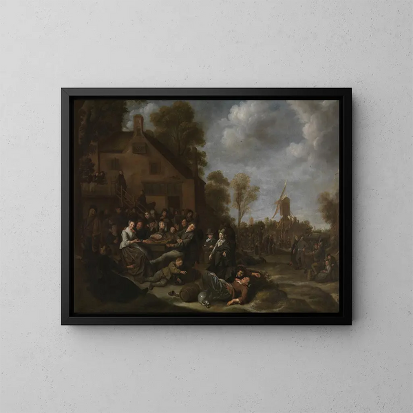 Village Festival Painting - Jan Miense Molenaer — framed artwork on a wall