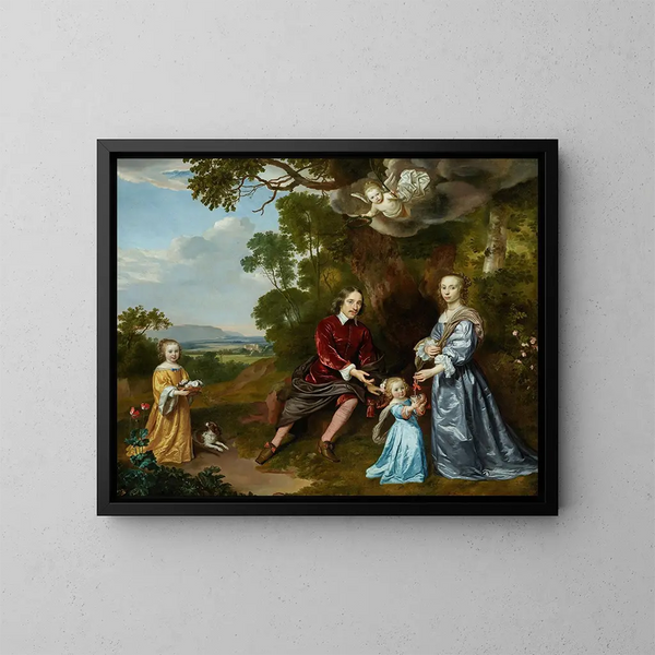 Portrait of the van der Graeff family - Jan Mijtens — framed artwork on a wall