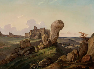 Landscape painting of Ogrodzieniec's sub-mountainous area - Jan Nepomucen Głowacki — artwork view