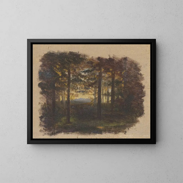 In the woods before sunset - Jan Nowopack — framed artwork on a wall