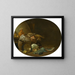 Natuurlijke keukenstill life met een haas, eend, artisjokken, kool, peren, een vis op een terracotta schaal en pannen - Jan Olis — ingelijst kunstwerk aan de muur