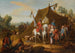 a military camp depicting the cavalry of the Duke of Savoy 1744-1745 with a standard-bearer and horses near a tent - Jan Peeter Verdussen — artwork view