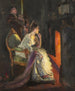 Een meisje bij de haard - Jan Škrámlík — weergave van het kunstwerk