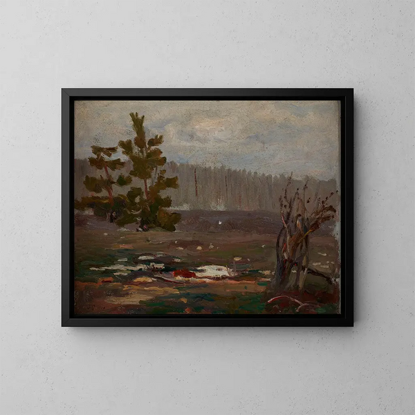 Lentedag grijs - Jan Stanisławski — ingelijst kunstwerk aan de muur