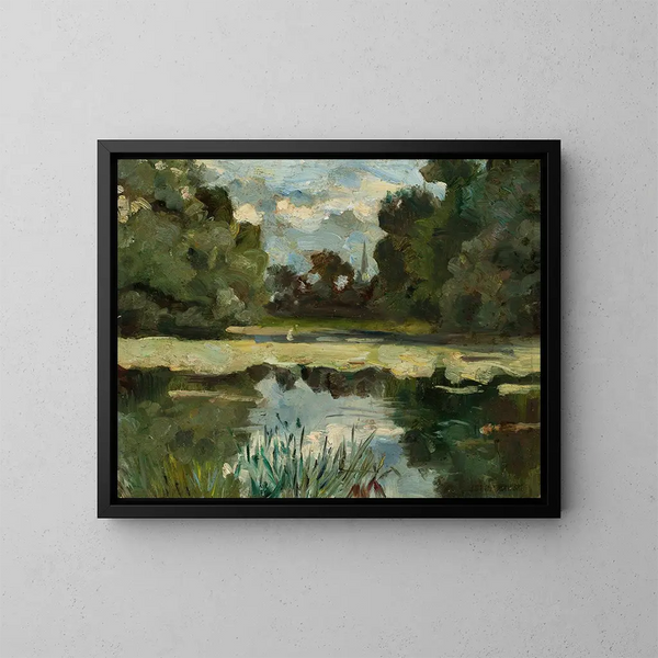 Landschap van een park met een vijver - Jan Stanisławski — ingelijst kunstwerk aan de muur