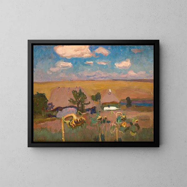 Zonnebloemen - Jan Stanisławski — ingelijst kunstwerk aan de muur