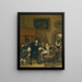Een heer biedt een glas wijn aan een dame met een stel dat muziek maakt en andere inwoners van de stad in een interieur - Jan Steen — ingelijst kunstwerk aan de muur