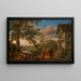 van een waarzegster en boeren voor een herberg met een rivierlandschap op de achtergrond - Jan Steen — ingelijst kunstwerk aan de muur