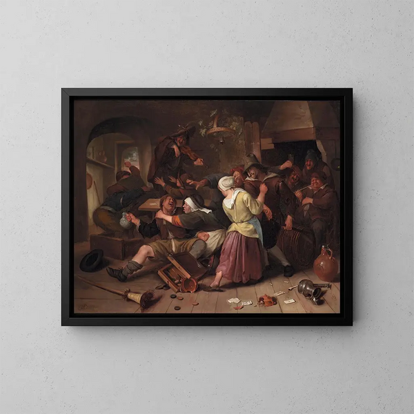 Spelers in ruzie - Jan Steen — ingelijst kunstwerk aan de muur