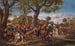 Landbouwers die feestvieren voor een herberg - Jan Steen — weergave van het kunstwerk