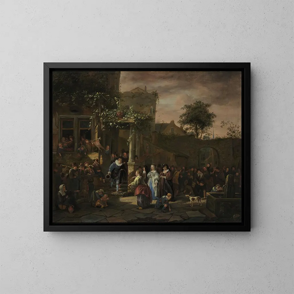 Het Huwelijk op het platteland - Jan Steen — ingelijst kunstwerk aan de muur