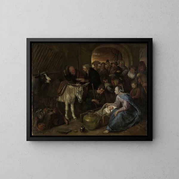 L'aanbidding van de herders - Jan Steen — ingelijst kunstwerk aan de muur