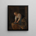 Vrouw die objecten van metaal reinigt - Jan Steen — ingelijst kunstwerk aan de muur