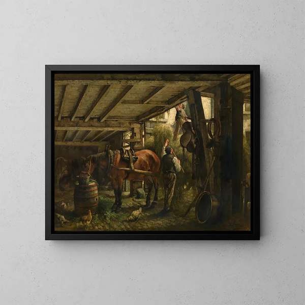 Hay Cart - Jan Stobbaerts — framed artwork on a wall