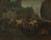 van het marktplein met vee in Antwerpen - Jan Stobbaerts — weergave van het kunstwerk