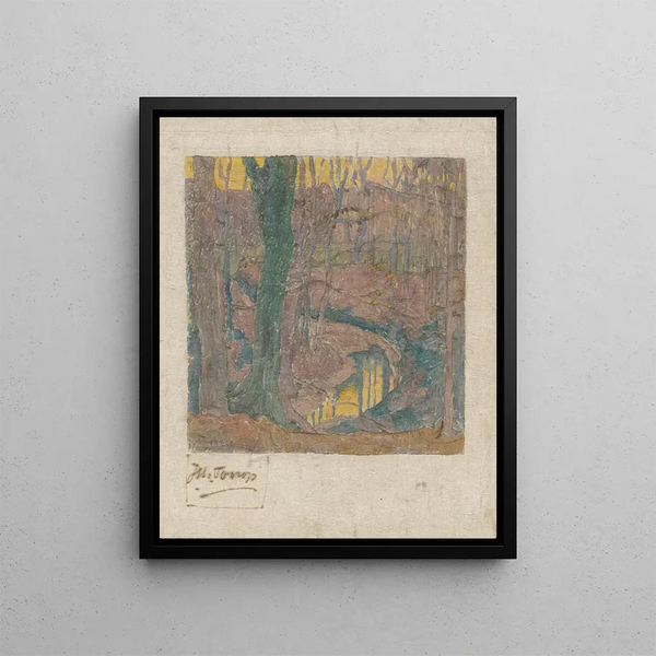 Beech trees bare along a stream 2 - Jan Toorop — framed artwork on a wall