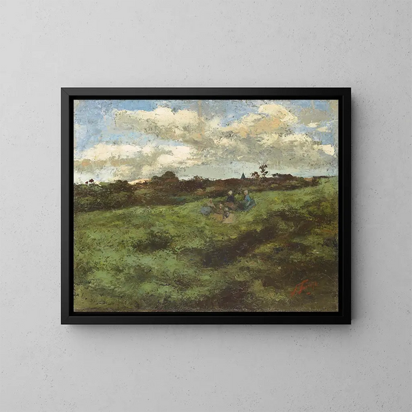 Children on the Dune Landscape near Brussels - Jan Toorop — framed artwork on a wall