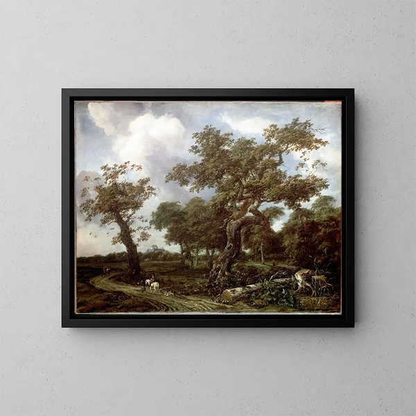 a wooden landscape near The Hague with a view of Huis ten Bosch - Jan van Kessel the Elder — framed artwork on a wall