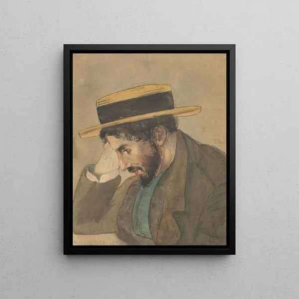 Jan Veth - Portret van een jongeman met strooien hoed.webp