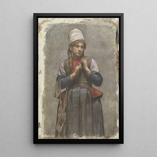 Jan Veth - Staand meisje in klederdracht met schaatsen.webp