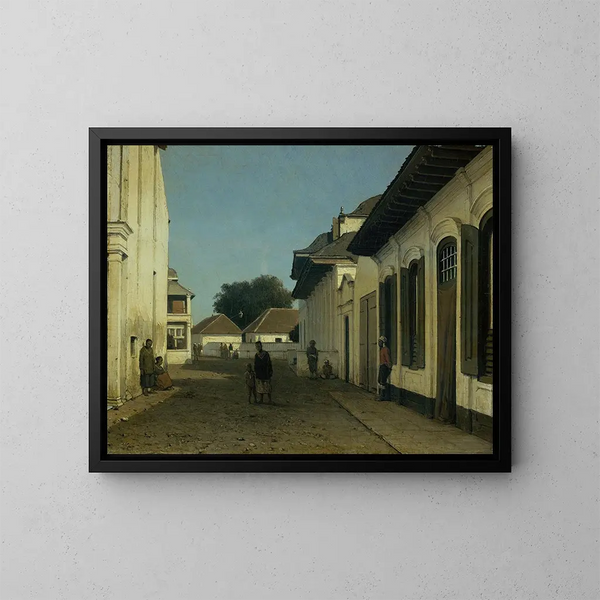 a street in the old Batavia district - Jan Weissenbruch — framed artwork on a wall