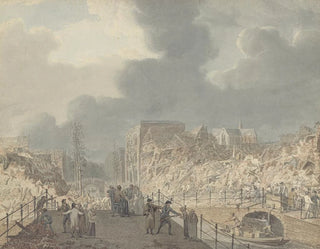 Jan Willem Pieneman - Gezicht op de runes op het Rapenburg te Leiden na de ontploffing van het kruitschip op 12 januari 1807.webp