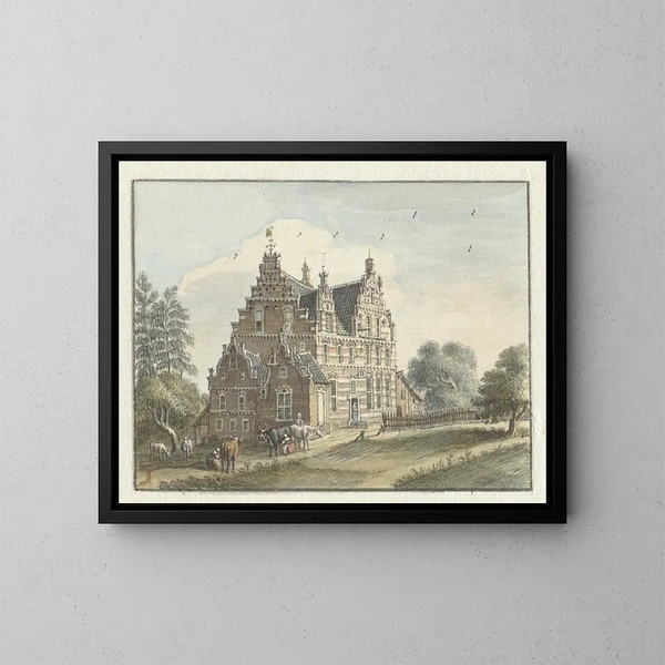 La Maison Den Dam près de Zutphen - Jan de Beijer — framed artwork on a wall