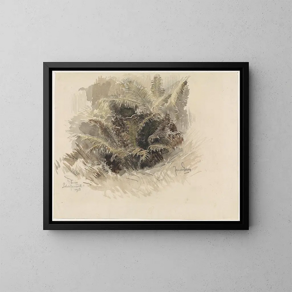 Royal Ferns in a Garden at Scherpenzeel - Jan van Essen — framed artwork on a wall