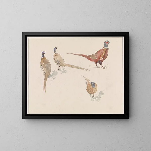 Quatre faisans - Jan van Essen — framed artwork on a wall