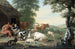 Landschapschilderij met Arcadische landschap met herders en vee - Jan van Gool — weergave van het kunstwerk