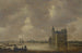 van een kasteel aan de rand van een rivier - Jan van Goyen — weergave van het kunstwerk