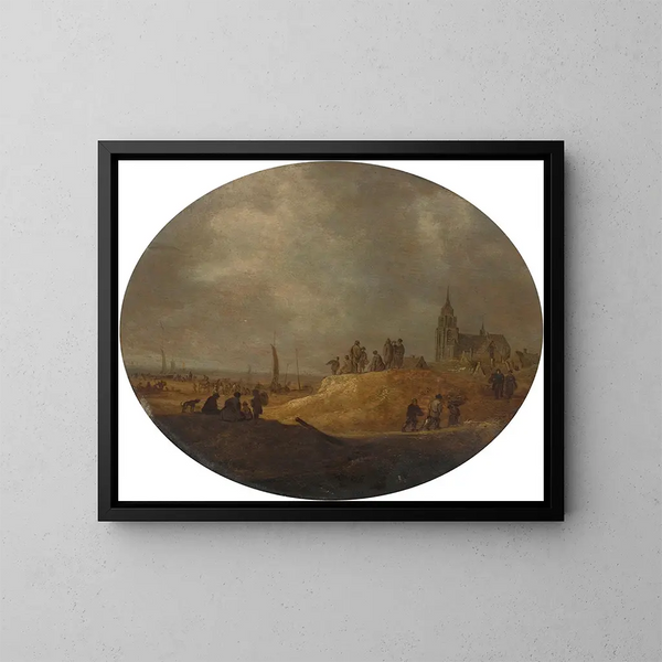 View of Scheveningen from the dunes - Jan van Goyen — framed artwork on a wall