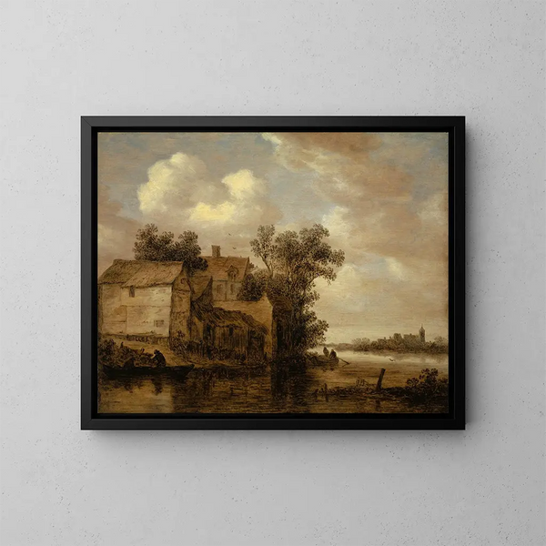 River landscape painting - Jan van Goyen — framed artwork on a wall