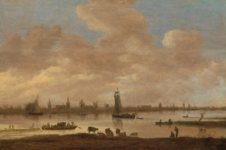 Jan van Goyen - View of an Imaginary Town across a River with the Tower of Saint Pol in Vianen.webp