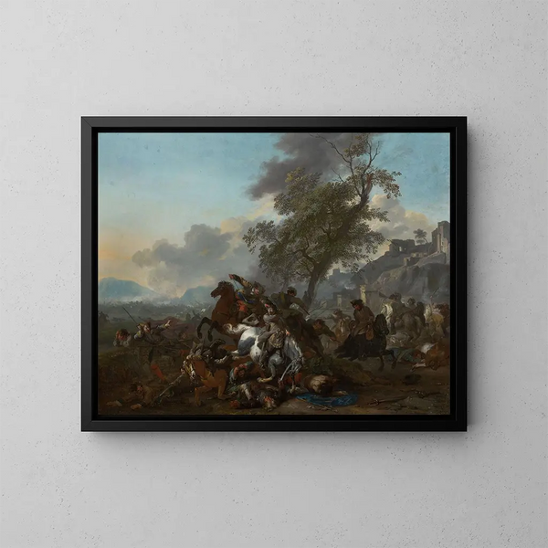 Battle - Jan van Huchtenburg — framed artwork on a wall