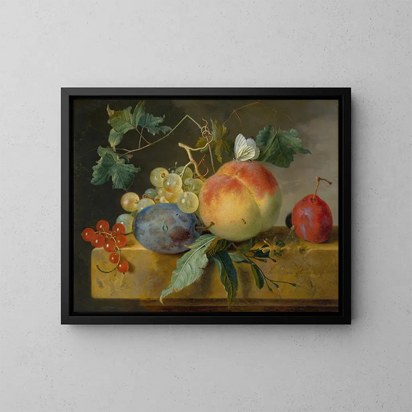 Still life with fruits - Jan van Huysum — framed artwork on a wall