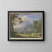 Landschapskunstdruk met een Italiaanse stad nabij een hoge berg, rechts de ruïne van een tempel, op de voorgrond twee figuren en een hond - Jan van Huysum — ingelijst kunstwerk aan de muur