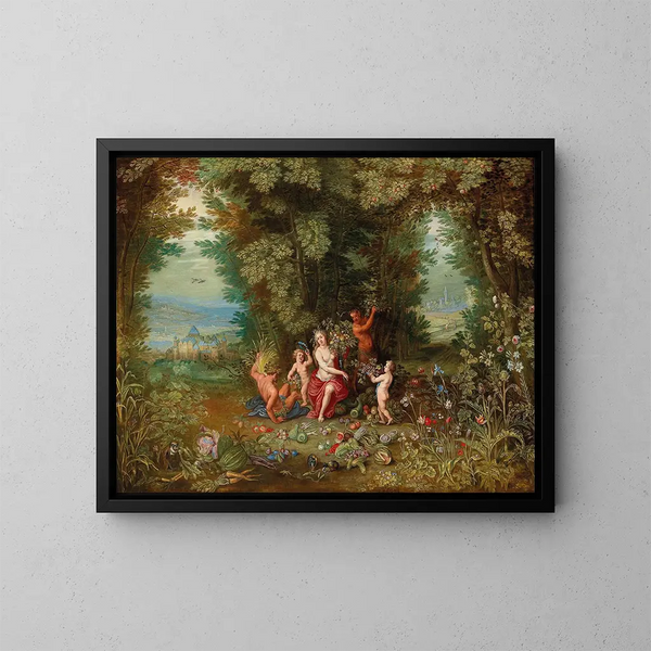An Allegory of the Earth - Jan van Kessel the Younger — framed artwork on a wall