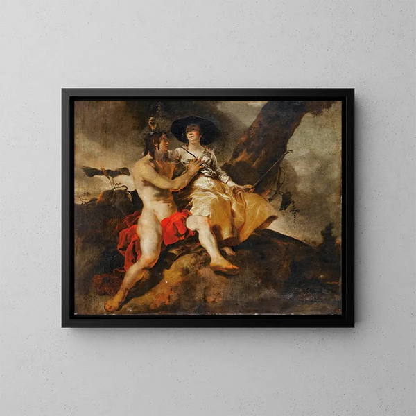 L'Amaryllis crowning Mirtillo - Jan van Noordt — framed artwork on a wall