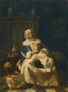 Een moeder en haar kind in een interieur - Jan van Pee — weergave van het kunstwerk