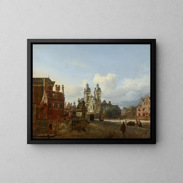 L'église Saint-André à Düsseldorf - Jan van der Heyden — framed artwork on a wall