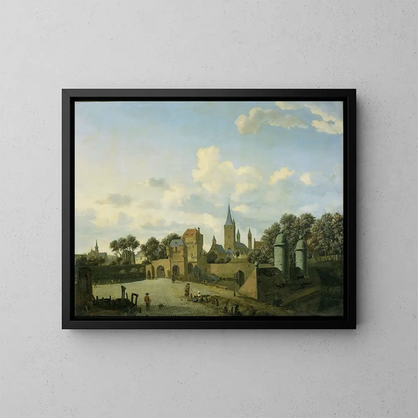 L'église Saint-Séverin à Cologne dans un cadre imaginaire - Jan van der Heyden — framed artwork on a wall