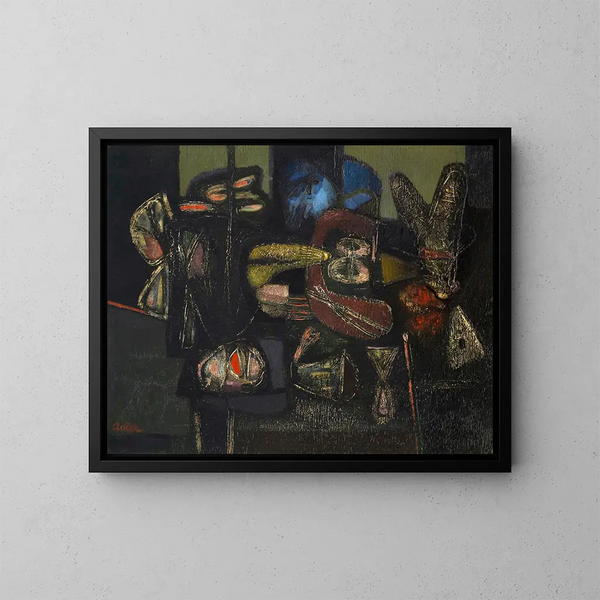 Old man looking in a room - Jankel Adler — framed artwork on a wall
