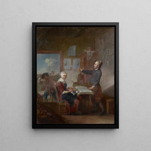 Double portrait painting of Johann von Mechel and his wife Salomé Münch - Januarius Zick — framed artwork on a wall