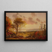 van een ver uitzicht op de rivier de Hudson in de herfst - Jasper Francis Cropsey — ingelijst kunstwerk aan de muur