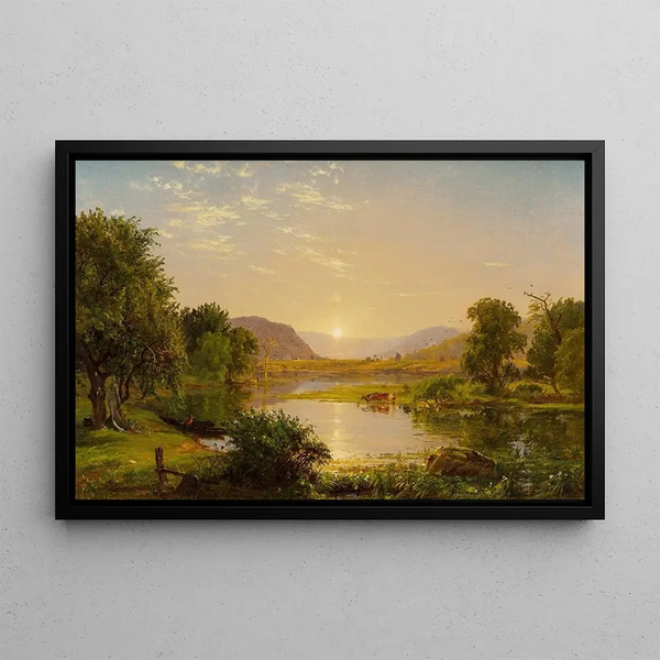 Voorbereiding van de boten op het Greenwood-meer - Jasper Francis Cropsey — ingelijst kunstwerk aan de muur