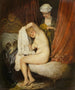 Een vrouw in haar toilette - Jean-Antoine Watteau — weergave van het kunstwerk