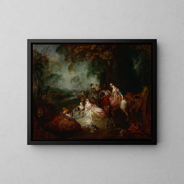 Festive Gathering - Jean-Antoine Watteau — framed artwork on a wall