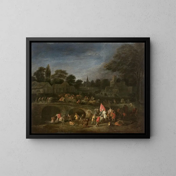 La revanche des paysans - Jean-Antoine Watteau — framed artwork on a wall