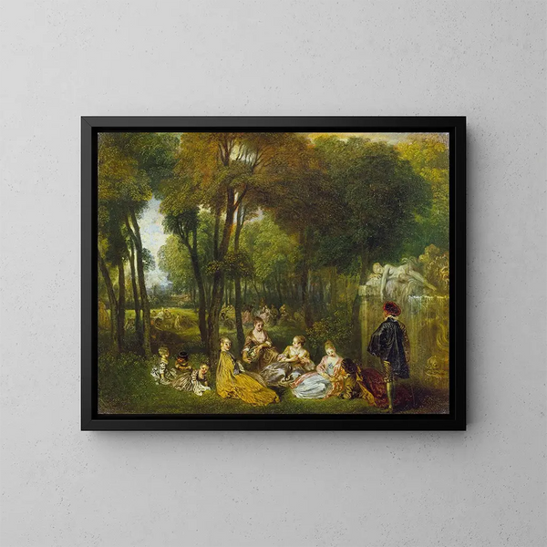 Les Champs-Élysées - Jean-Antoine Watteau — framed artwork on a wall